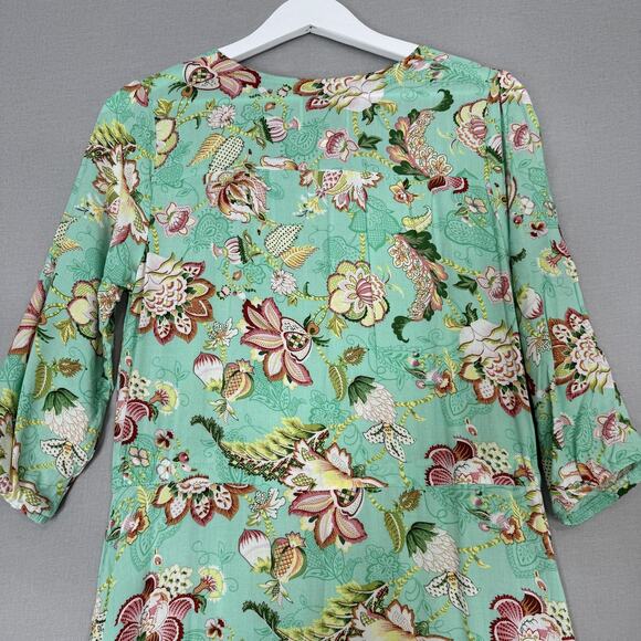 Sunday Mi Amor Anthropologie Dress Womens Small Green Floral Maxi Tiered Cottage - Picture 7 of 16